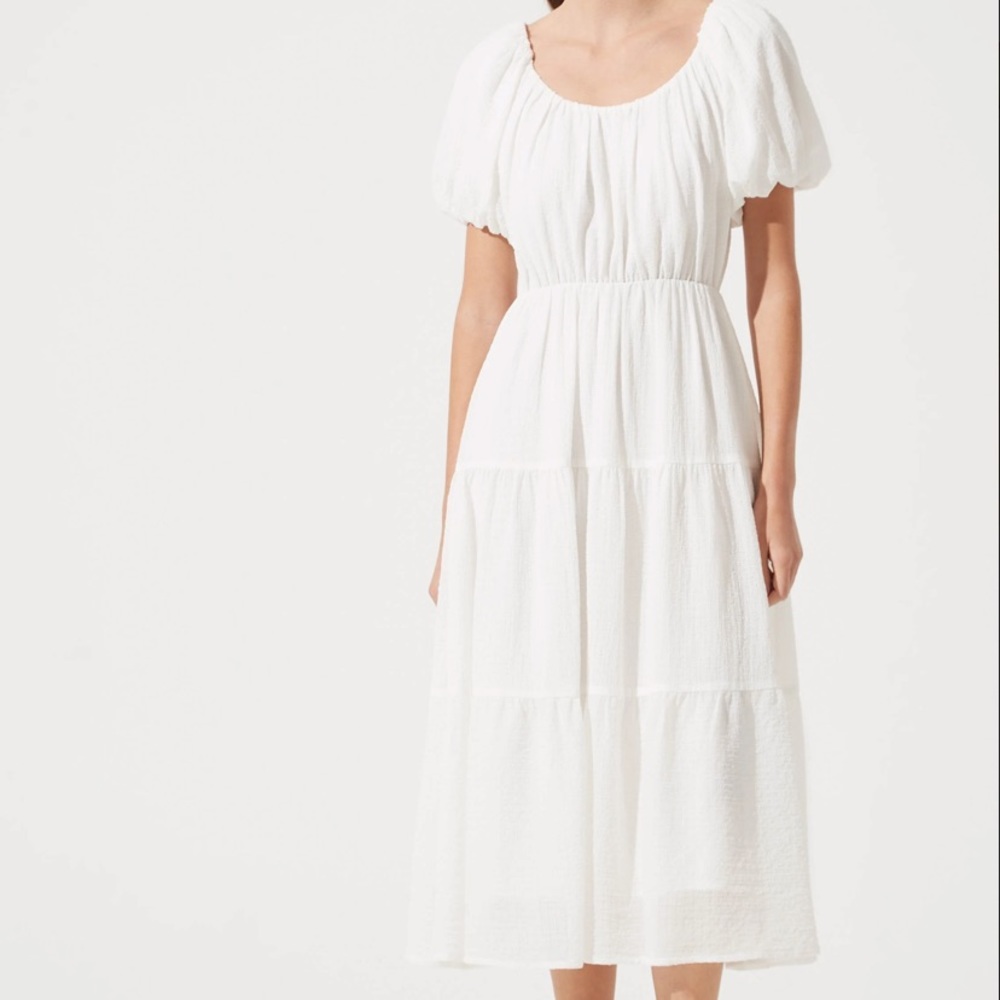 ASTR the Label smocked tiered maxi in white